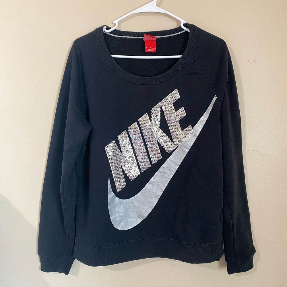 Nike Women's Rally Sequin Black Pullover Sweatshirt
